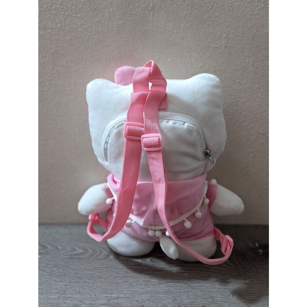 Sanrio 2009 Hello Kitty in Pink with White Poms Plush Backpack Bag - Picture 3 of 6